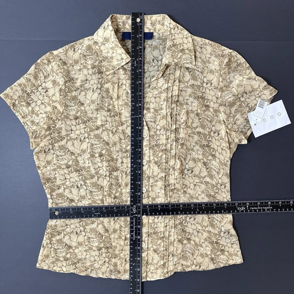 Jones Wear Button Up Women's 6 Green Geometric Print Floral Business Casual NWT - Picture 4 of 7